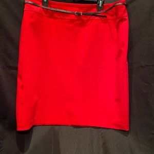 Liz Claiborne red, fully lined skirt.  With black belt.